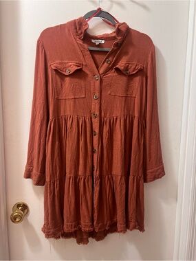 Rust color white birch dress
